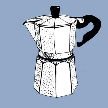 Coffee maker percolator graphic draw Stock Illustration