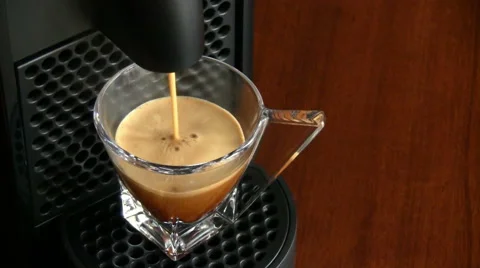Coffee maker pouring hot coffe espresso Stock Footage 59897591