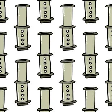 Coffee maker seamless doodle pattern, vector color illustration Stock Illustration