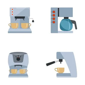 Coffee maker set on a white background Stock Illustration