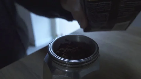 Coffee Maker, Spoon preparing Coffee Powder Video stock 72084218