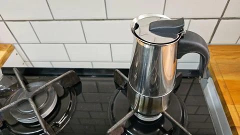 Coffee maker on stovetop Foto stock