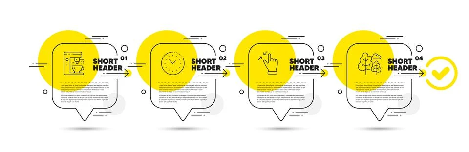 Coffee maker, Touchscreen gesture and Time management icons set. Tree sign Stock Illustration