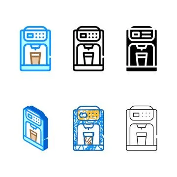 Coffee maker variety color icon vector symbol Stock Illustration