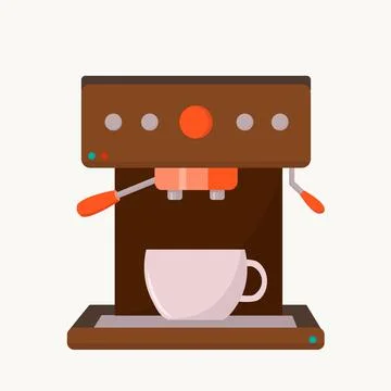 Coffee maker with white coffee cup. Illustrazione stock