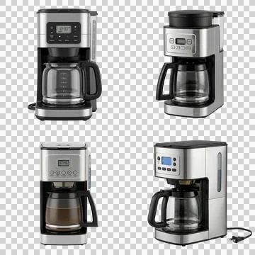 Coffee makers isolated on transparent background modern kitchen appliance b.. Stock Photos