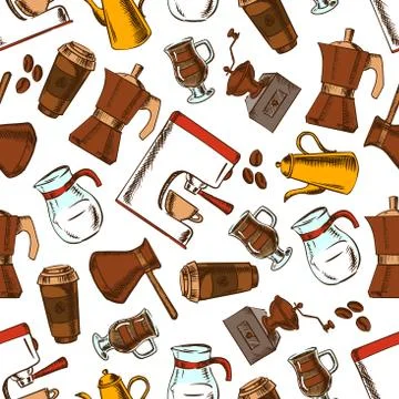 Coffee makers seamless pattern background Illustrazione stock