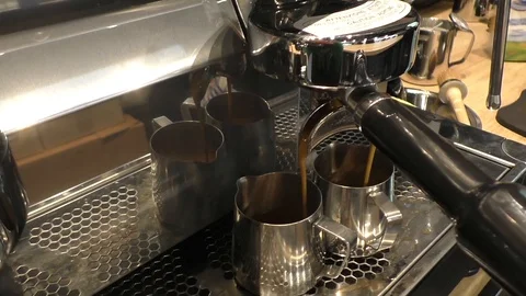 Coffee making. Coffee machine working steam. Stock Footage 129578407