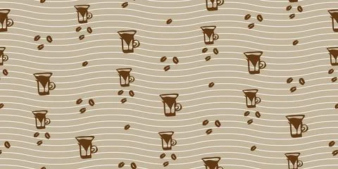 A coffee making drips seamless vector pattern Illustrazione stock