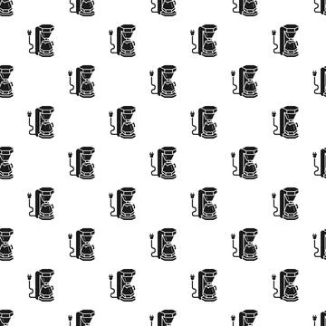 Coffee making machine appliances seamless black white pattern イラスト素材