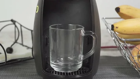 Coffee making process in the automatic coffee capsules machine. Breakfast time. Stock Footage 145992201