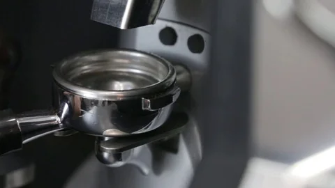 Coffee making process espresso cup and coffee machine bartender make morning Stock Footage 82547242