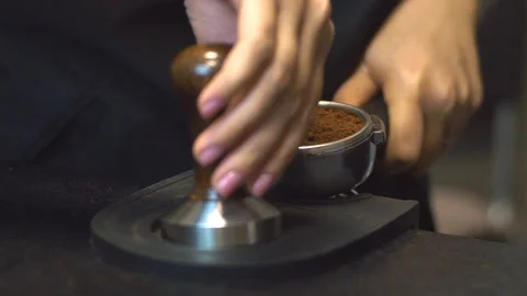 Coffee making process espresso cup and coffee machine bartender make morning Video stock 99114838