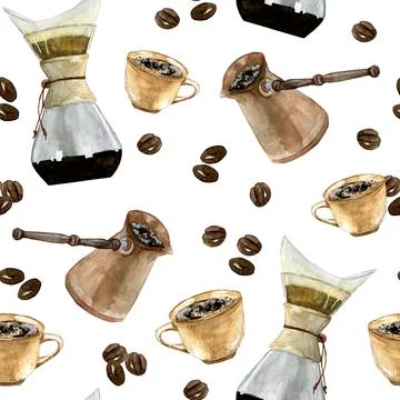 Coffee making seamless pattern design Stock Illustration