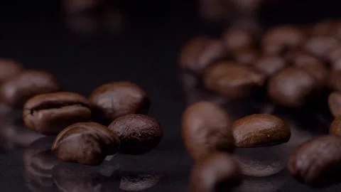 Coffee making. Super slow motion shot of premium fresh roasted brown coffee Stock-Footage 147412752