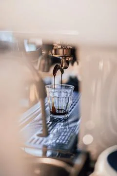 Coffee making in a transparent glass Stock Photos