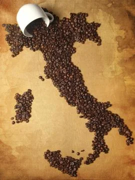 Coffee Map Italy Stock Photos