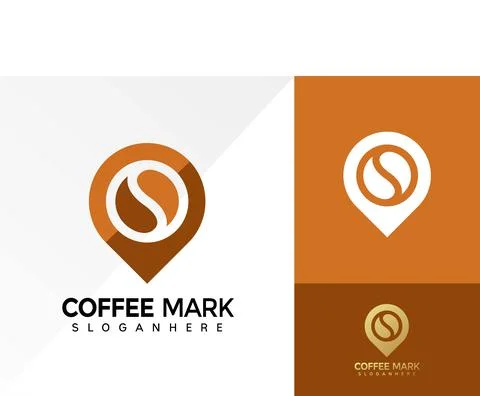 Coffee Mark Point Logo Design, Coffee Shop business logos vector, modern logo Stock Illustration