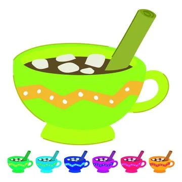 Coffee marshmallow cup vector cartoon graphic Stock Illustration