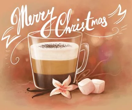 Coffee with marshmallows Stock Illustration