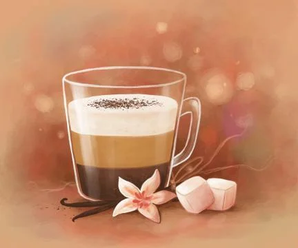 Coffee with marshmallows Stock Illustration