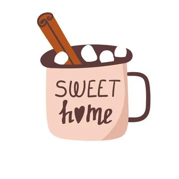 Coffee with marshmallows Stock Illustration
