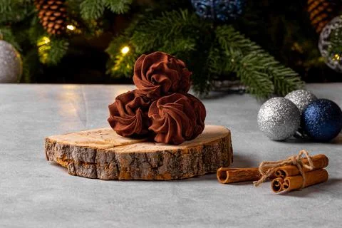 Coffee marshmallows with a minimum amount of sugar for Christmas and new year Stock Photos