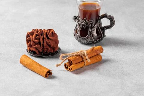 Coffee marshmallows with a minimum amount of sugar on a gray background, heal Stock Photos