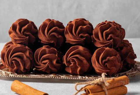 Coffee marshmallows with a minimum amount of sugar on a gray background, heal Stock Photos