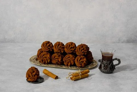 Coffee marshmallows with a minimum amount of sugar on a gray background, heal Stock Photos