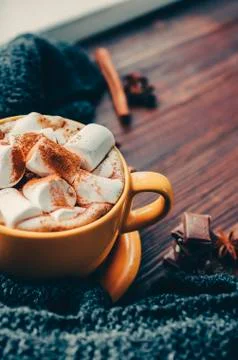 Coffee With Marshmallows Stock Photos