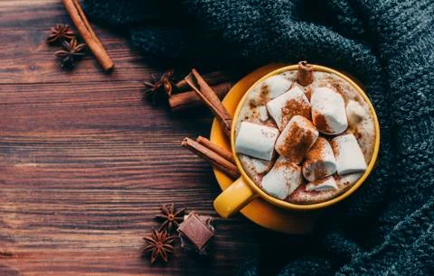 Coffee With Marshmallows Stock Photos
