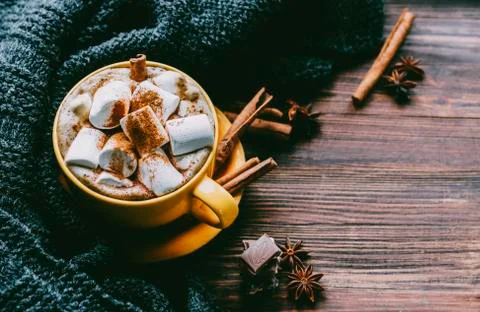 Coffee With Marshmallows Stock Photos