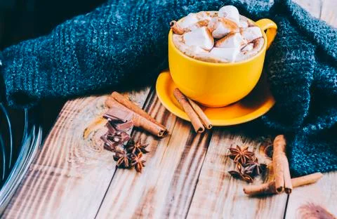 Coffee With Marshmallows Stock Photos