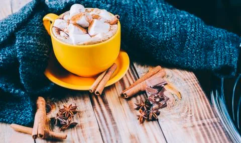 Coffee With Marshmallows Stock Photos