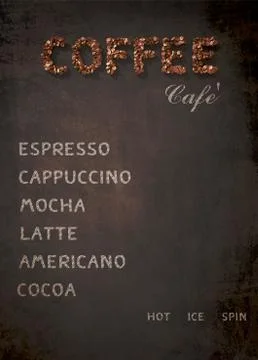 Coffee menu on blackboard Stock Illustration