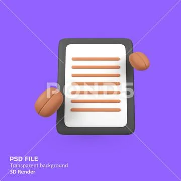 Coffee Menu Board with Beans isolated 3d render icon illustration PSDテンプレート