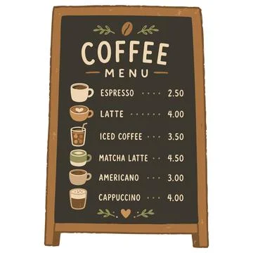 Coffee Menu Board Illustration Stock Illustration