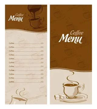 Coffee menu card for different types of coffee Stock Illustration