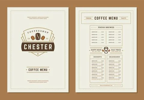 Coffee menu design brochure template vector Illustration Stock Illustration