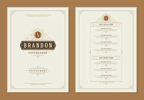 Coffee menu design brochure template vector Illustration Stock Illustration