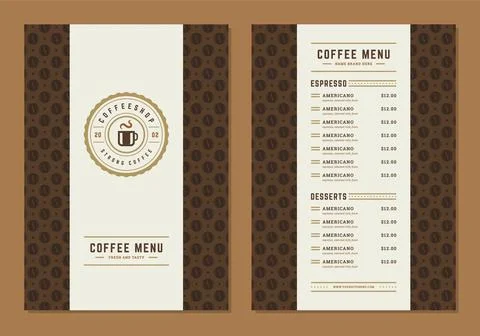 Coffee menu design brochure template vector Illustration Stock Illustration