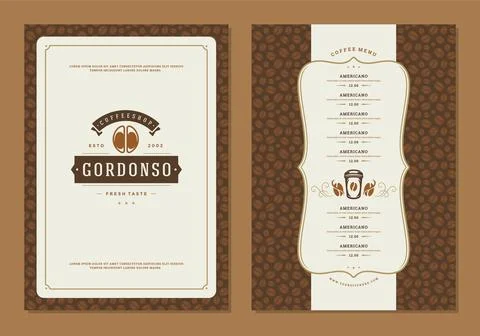 Coffee menu design brochure template vector Illustration Stock Illustration