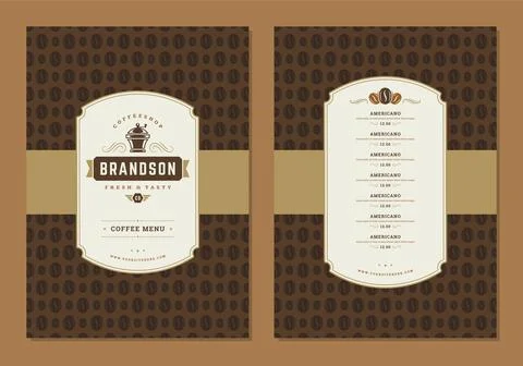 Coffee menu design brochure template vector Illustration Stock Illustration