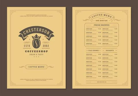 Coffee menu design brochure template vector Illustration Stock Illustration