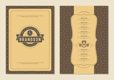 Coffee menu design brochure template vector Illustration Stock Illustration