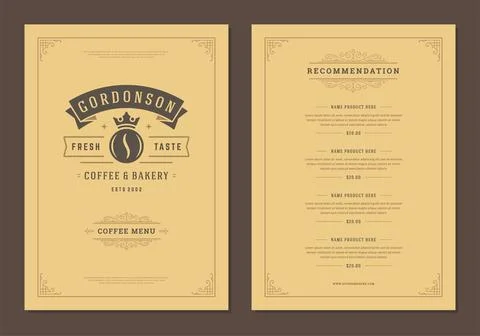 Coffee menu design brochure template vector Illustration Illustrazione stock