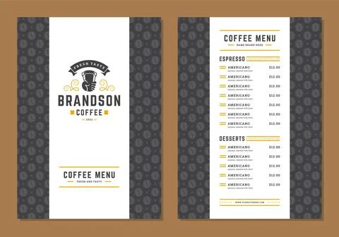 Coffee menu design brochure template vector Illustration Stock Illustration