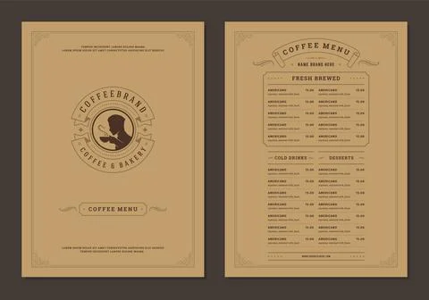 Coffee menu design brochure template vector Illustration Stock Illustration