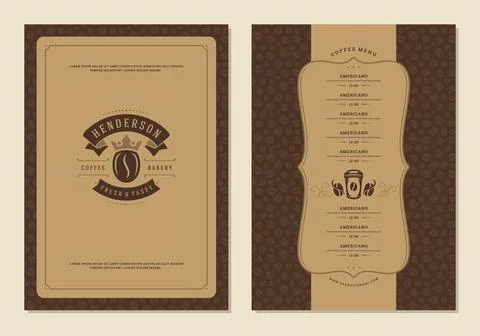Coffee menu design brochure template vector Illustration Illustrazione stock